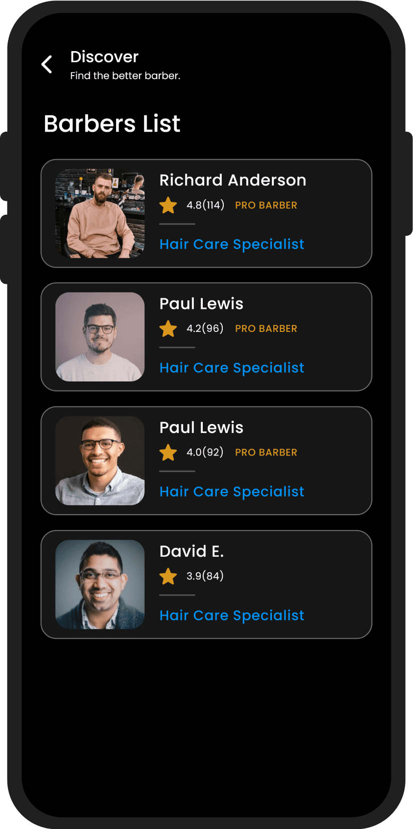 Barber Selection Interface